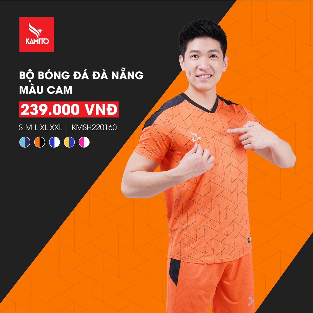 Bộ Quần Áo Đá Bóng Nam, Áo Bóng Đá Không Logo Kamito Đà Nẵng Màu Sắc Tươi Sáng, Kiểu Dáng Năng Động Thể Thao