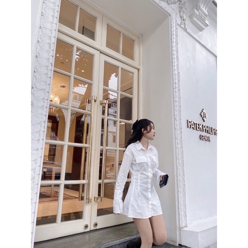 Váy sơ mi body chiết eo