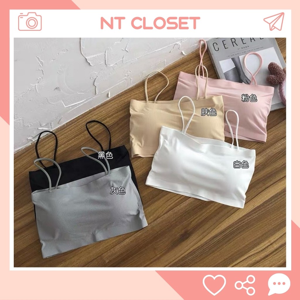 Áo Bra Hai Dây Sợi Bún Trơn Bảng 6 Màu , Áo Hai Dây Croptop Hàn Quốc Có Mút NTCloset