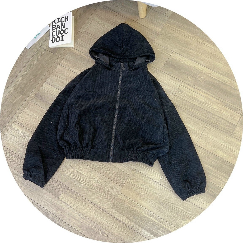 Áo Khoác Lửng áo khoác Croptop Nữ Nhung Gân Tăm Hàng Form Rộng