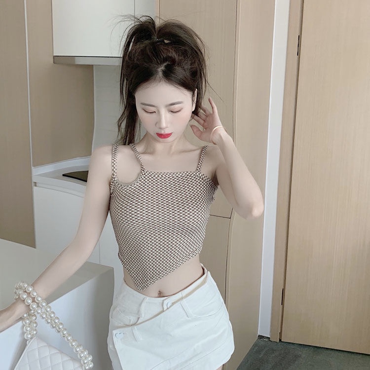Áo Ống Ngắn Họa Tiết Kẻ Sọc Hình Tam Giác Thời Trang Mùa Hè Cho Nữ