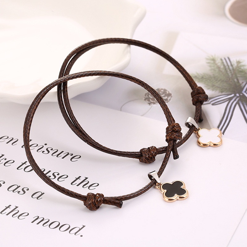 Bộ 2 Vòng Tay Mặt Cỏ Ba Lá/Mũi Neo Thời Trang Retro Cho Cặp Đôi