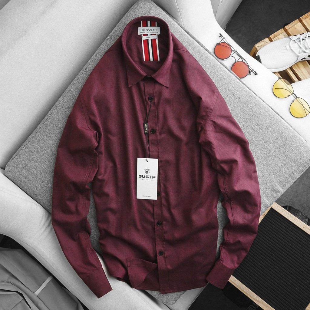 Áo Sơ Mi Nam Đẹp Trơn Tay Dài - Áo Sơ Mi Nam Hàn Quốc Kiểu Dáng Trẻ Trung - chất liệu cotton thoáng - SM06 - GUSTA | BigBuy360 - bigbuy360.vn