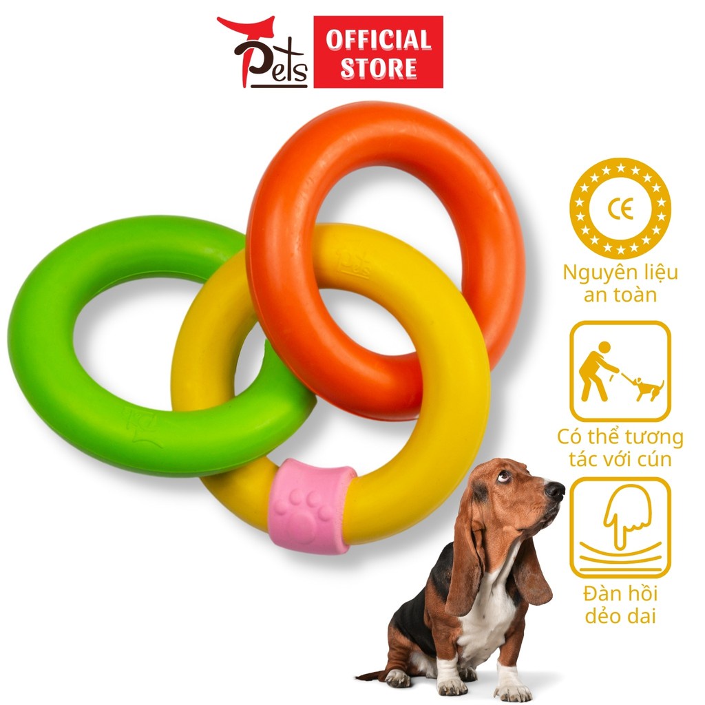 Tpets Đồ Chơi Cao Su Hình Chuỗi 3 Vòng Cho Chó Chơi Kéo Co Vận Động