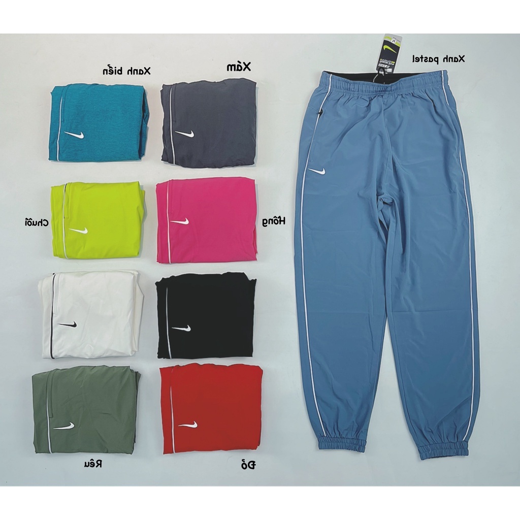Quần Dài Jogger Thể Thao Nữ Sọc Trắng 2 Bên, Túi Khoá Kéo Xịn Xò