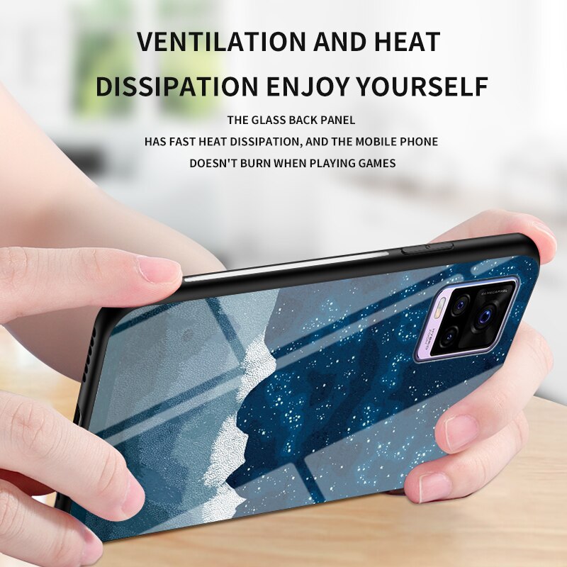 Ốp Lưng Mặt Kính Cường Lực Họa Tiết Cẩm Thạch Cho Vivo V20 Pro