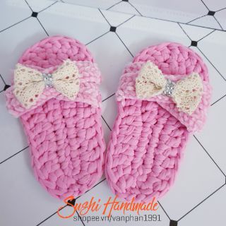 Set Nón + Giày móc len Handmade (size 3-6 tháng)