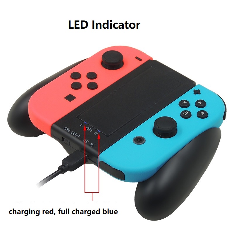 Bộ sạc pin LAMMCOU 2000mAh có đèn LED báo hiệu cho tay cầm chơi game Joy Con Nintendo Switch