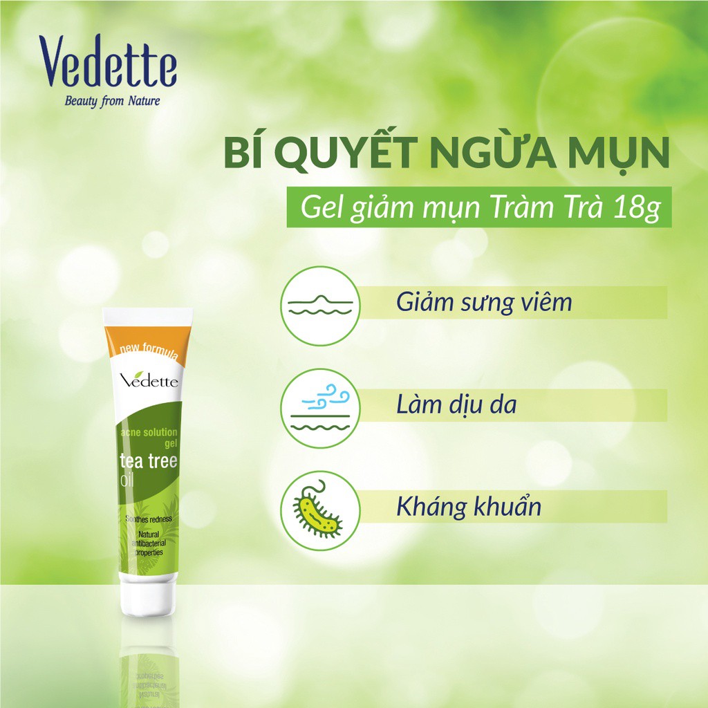 Gel Chấm Giảm Mụn Tràm Trà - Tea Tree Oil 18g VEDETTE - Giảm mụn và Sưng viêm