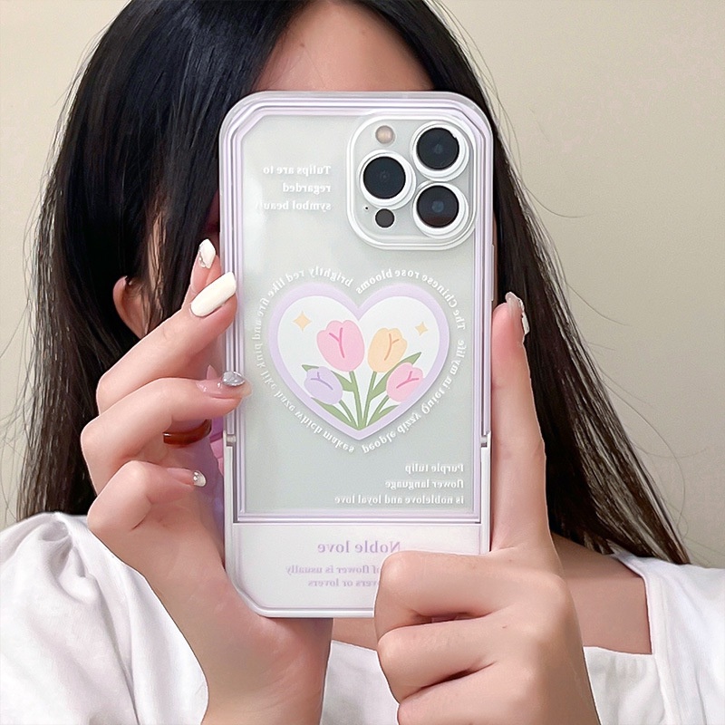 Ốp Điện Thoại Có Giá Đỡ Ẩn Hình Hoa Cho iphone13Pro / iPhone 12Promax 11 / xs / xr /