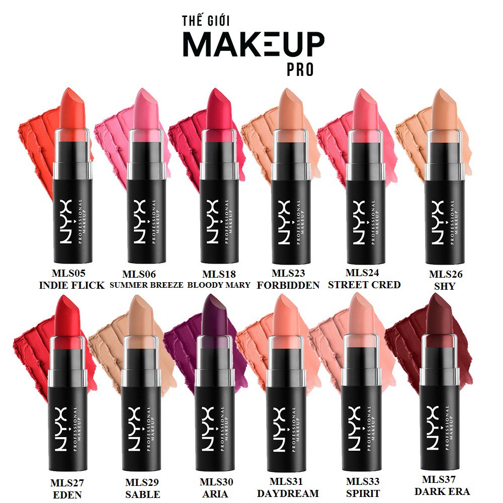 Son lì chính hãng NYX Matte Lipstick Màu sắc MLS