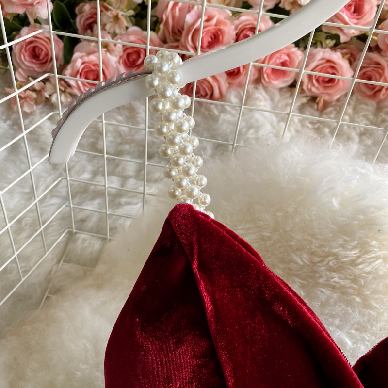 🌸Hàng Order🌸 Váy Đầm Nhung 2 Dây Quai Ngọc Dáng Xòe Tiệc Cưới Sexy Nữ Tính🌸Hàng Quảng Châu