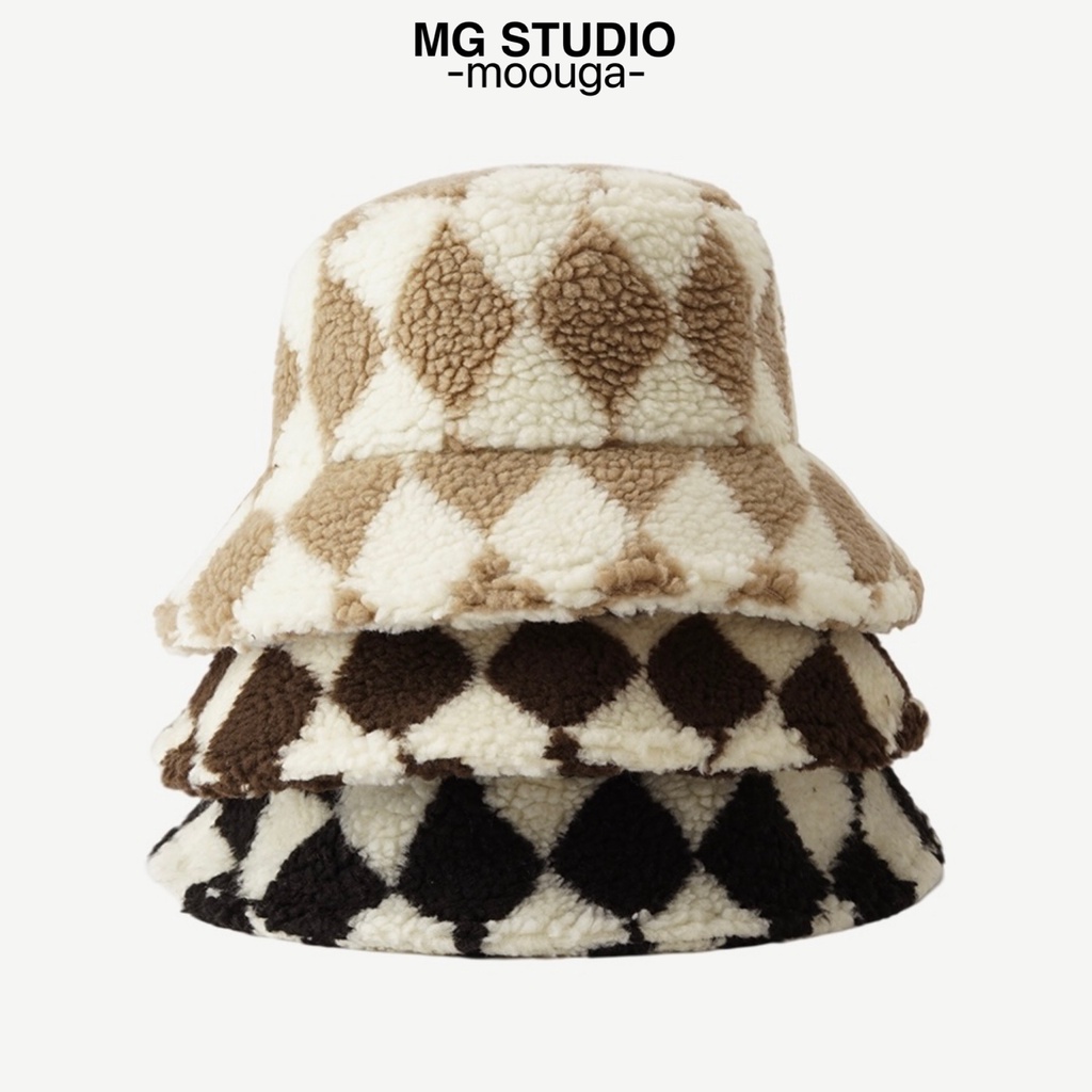 Mũ xô MG STUDIO họa tiết hình thoi 3 màu tuỳ chọn