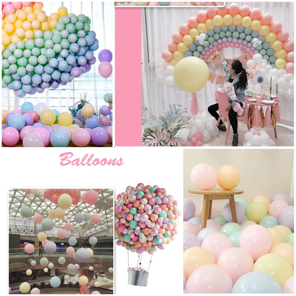 Bộ 10 bong bóng trơn màu dành cho trang trí tiệc sinh nhật/tiệc cưới