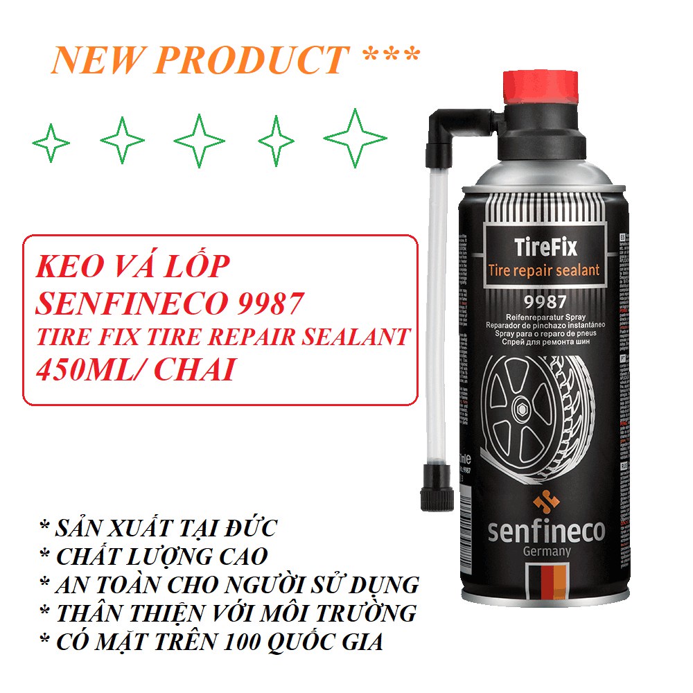 Chai Keo Vá Lốp Ô Tô Khẩn Cấp  Senfineco Tire Fix Tire Repair Sealant 450ML 9987 – Hàng Chính Hãng