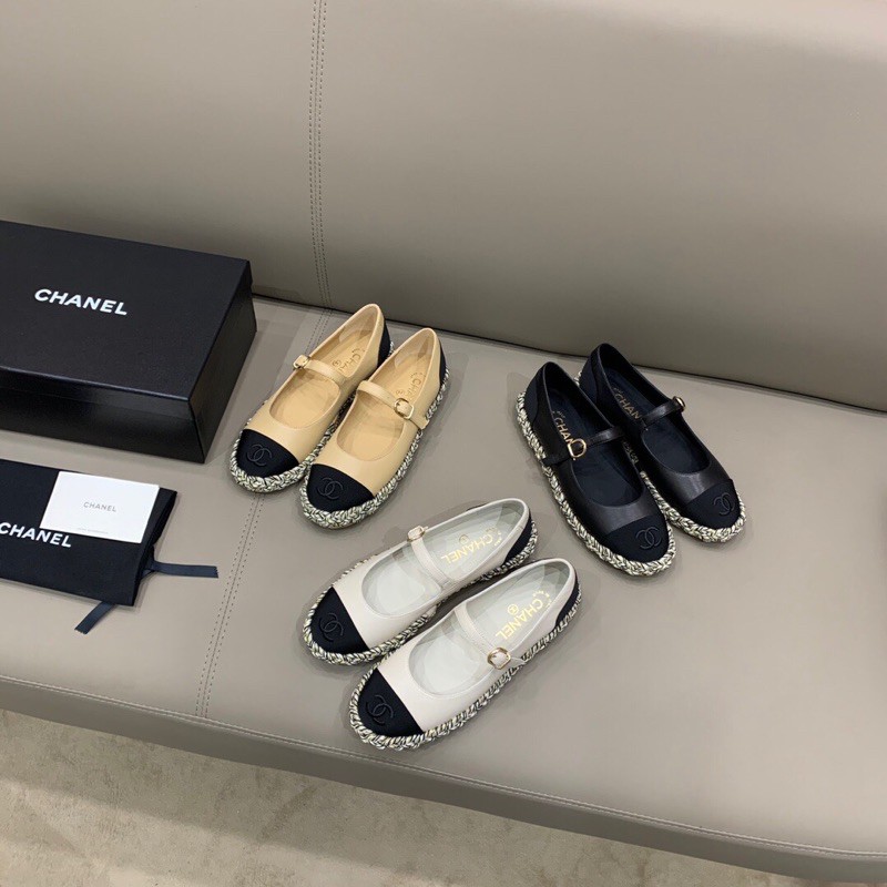 Giày búp bê có quai thương hiệu 𝘾𝙝𝙖𝙣𝙚𝙡 CN/channel da thật cao cấp thiết kế đế độc đáo