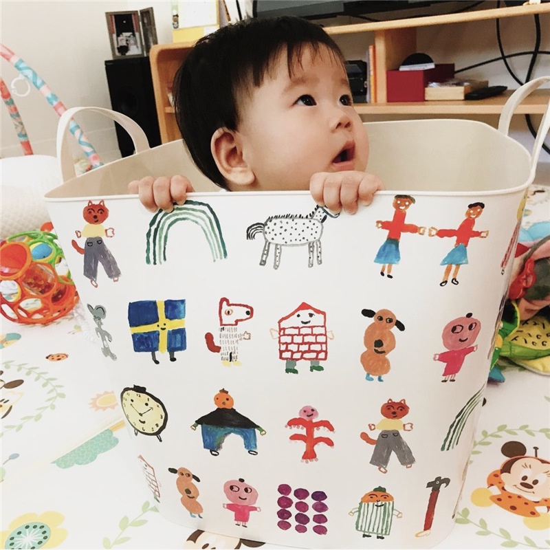 Giỏ Đựng Đồ Dơ In Chữ Baba Daddy Có Tay Cầm Và Nắp Đậy Kiểu Hàn Quốc