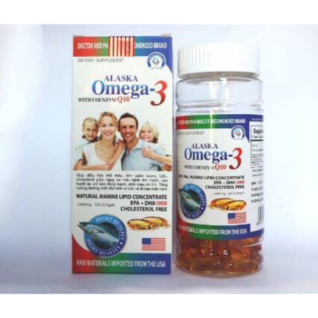 Dầu cá Alaska Omega 3 gia đình hộp 100 viên