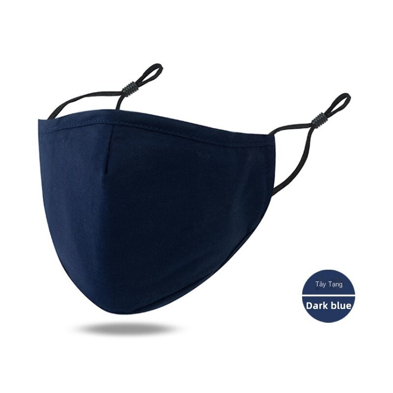 [Hàng mới về] Khẩu trang cotton chống bụi pm2.5 dày 3 lớp thoáng khí màu đen trơn dành cho nam và nữ