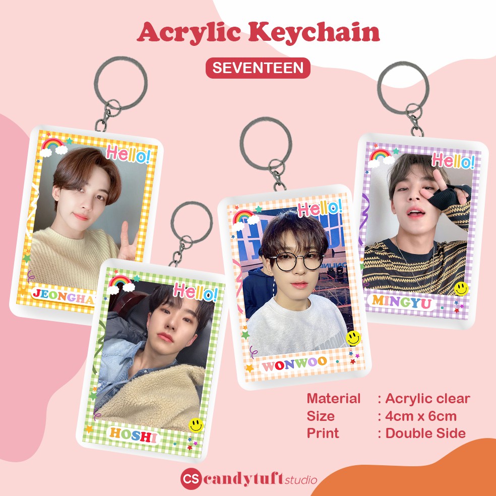 Móc Khóa Nhựa Acrylic Trong Suốt In Hình Nhóm Nhạc Seventeen