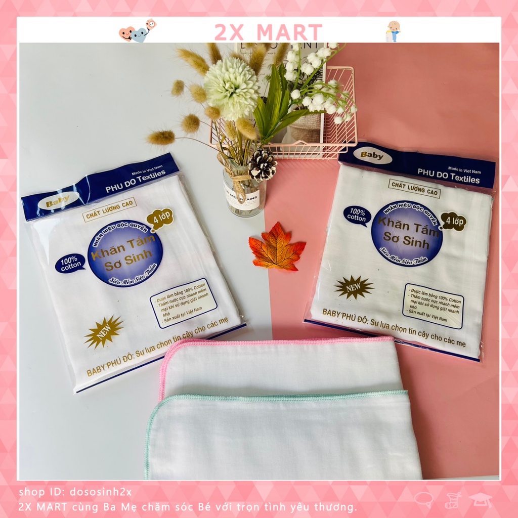 Khăn Tắm Phú Đô - Khăn Tắm Xô Cho Bé 4 Lớp, 6 Lớp Siêu Thấm Hút Hàng Việt Nam