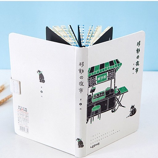 Sổ tay B6 đẹp mẫu bìa chợ đêm di động. Sổ bullet journal 256 trang