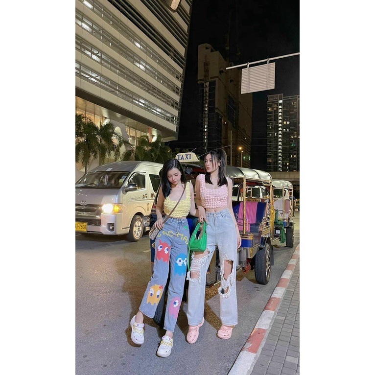 Áo Croptop Cổ Vuông Hai Dây Bản To Chất Xốp Phồng Mẫu Mới Siêu Hot