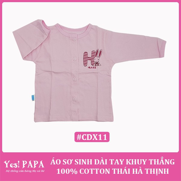 Áo sơ sinh dài tay khuy thẳng 100% cotton Thái Hà Thịnh