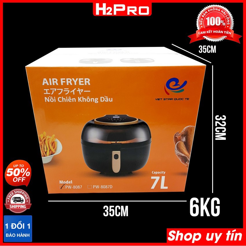 Nồi chiên không dầu 7L PW8087 1500W H2Pro-Công Nghệ Rapid Air, Chiên-Nướng-Quay 360 Độ