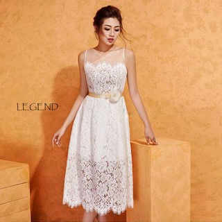 : Đầm ren cổ phối lưới chéo cực xinh