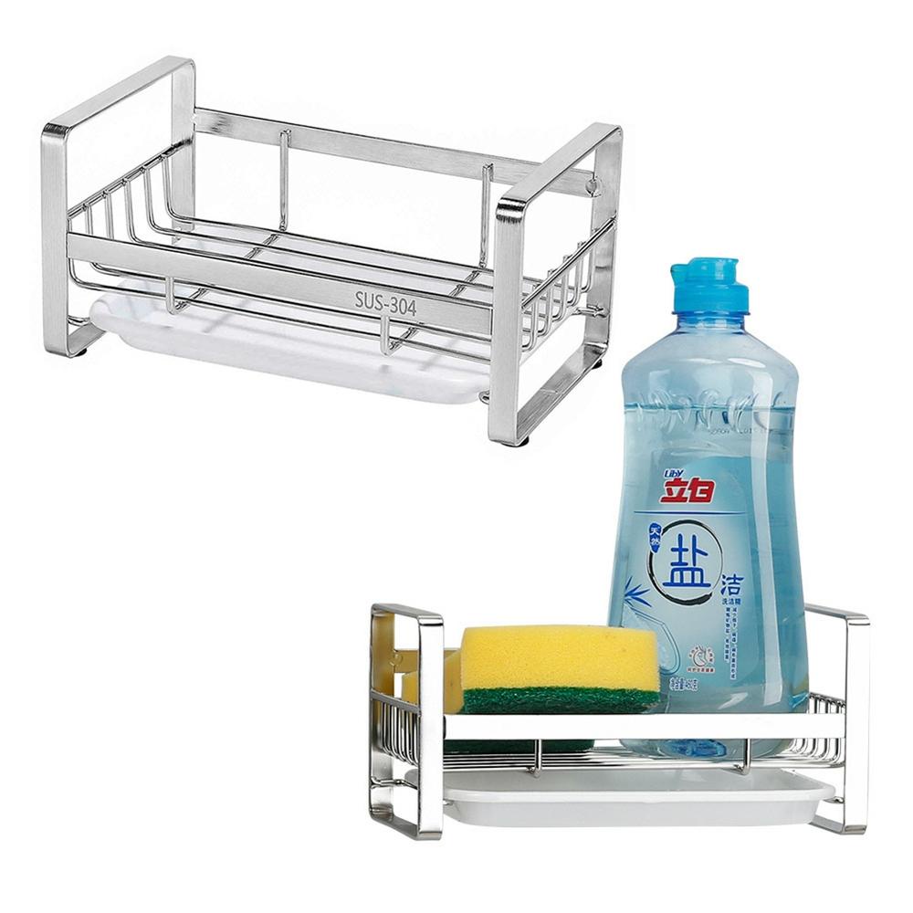 Giá Đỡ Bọt Biển Rửa Chén Không Đục Lỗ Kèm Khay Đựng Xà Phòng Có Thể Tháo Rời