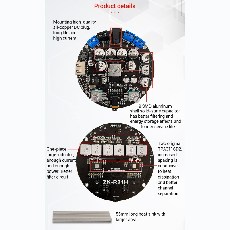 Bảng Mạch Khuếch Đại Âm Thanh Mini BT 5.1 Kênh 2.1 Chất Lượng Cao