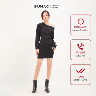 Đầm thun nữ GUMAC tay dài bẹt vai, đủ màu đủ size DA1291