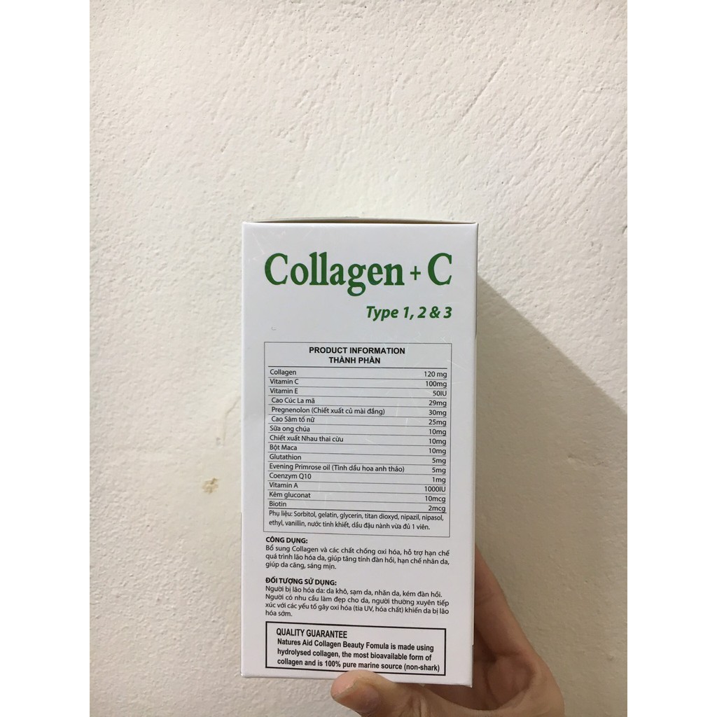 Collagen C 16000mg đẹp da, chống lão hóa, mờ thâm, trắng da Hộp 60 viên