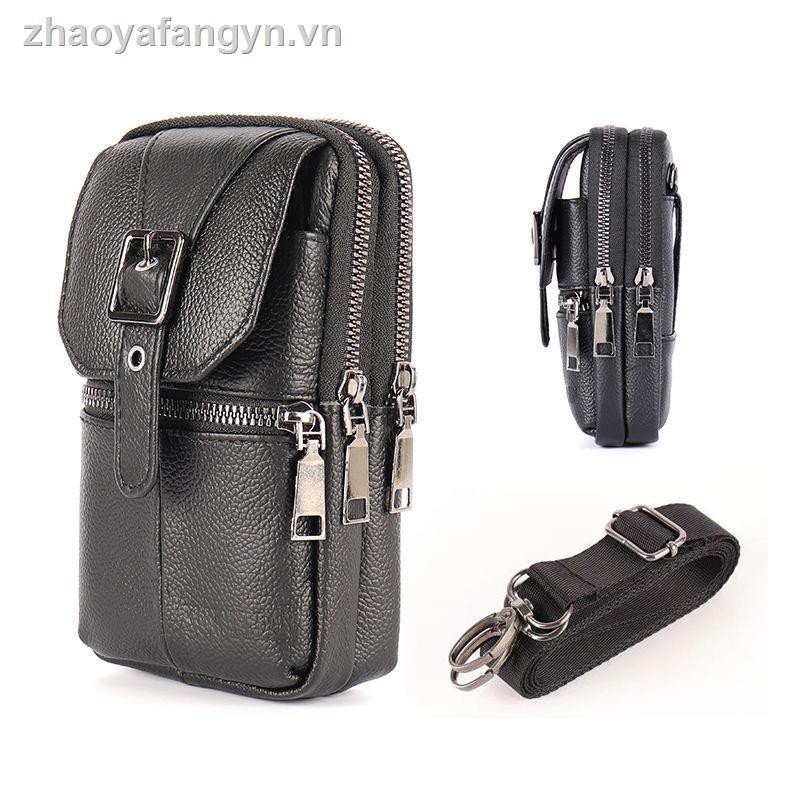 Túi đeo thắt lưng bằng da bò chống thấm nước đa năng dùng đựng điện thoại cho nam