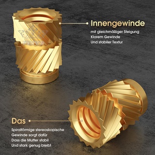 【FUNWD】100PCS Threaded Insert Self-clinching Nut Brass Internal Thread Knurled M2.5