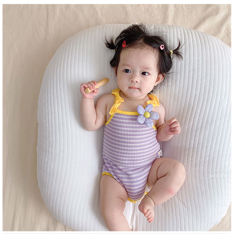 Áo cotton Co Giãn Họa Tiết Kẻ Sọc / Bông Hoa Thời Trang Mùa Hè Hàn Quốc Dành Cho Bé Gái