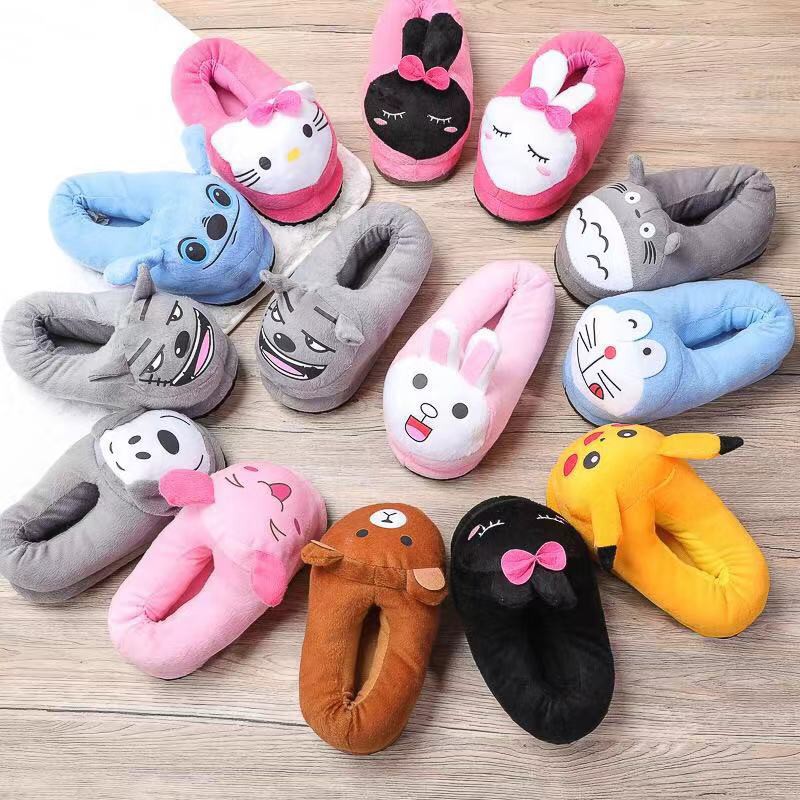 Dép bông đi trong nhà thiết kế hình Pikachu/Gấu trúc/Doremon đáng yêu
