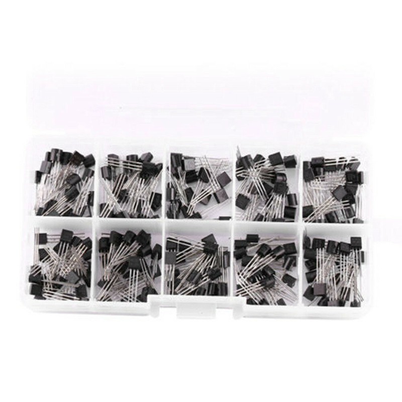 200Pcs 10Values TO-92 NPN PNP Transistor Assortment Kit BC337 BC327 2N2222 2N2907 2N3904 2N3906 S8050 S8550 A1015 C1815