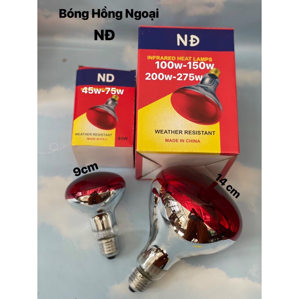 BÓNG HỒNG NGOẠI NĐ Dành Cho Sưởi Ấm Gà, Vịt , Heo 45W 75W 100W 150W 175W 200W 250W