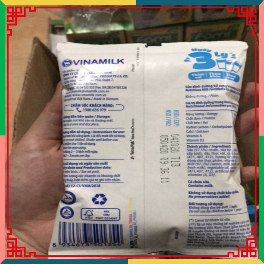 1 Gói túi sữa tươi Vinamilk không đường 220ml