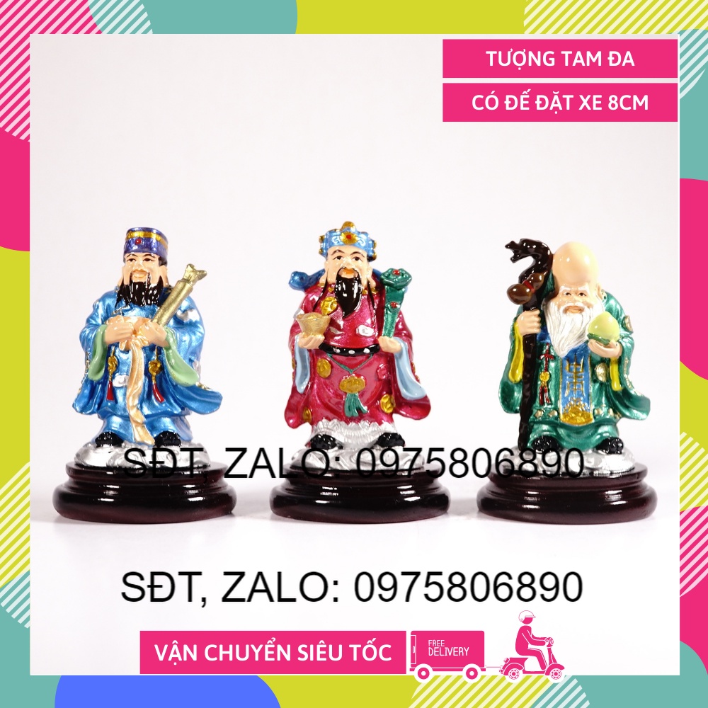 Bộ tượng Tam Đa Phúc Lộc Thọ cầu tài lộc vẽ màu - Cao 8cm