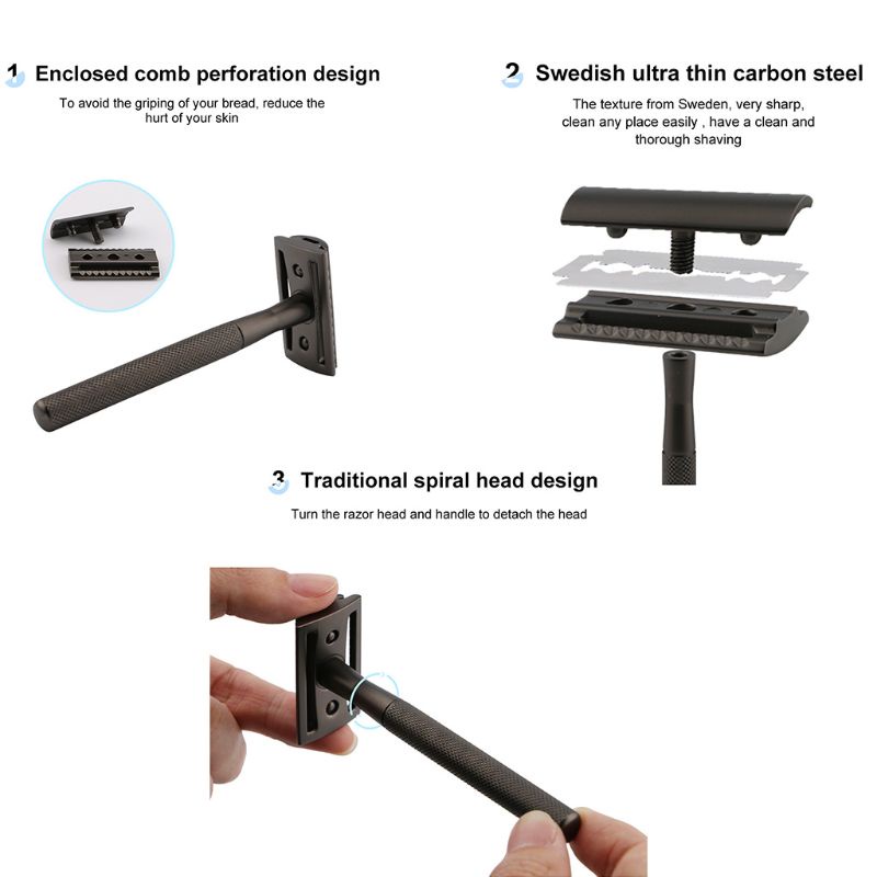 Youyo Dụng Cụ Tẩy Lông Tay Cầm Dài Không Trượt Hai Cạnh Đóng Kín Cổ Điển Truyền Thống Cổ Điển An Toàn Cho Dao