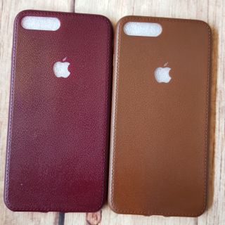 Ốp lưng iPhone 8 Plus dẻo giả da khoét táo chỉ chỉ viền cao cấp