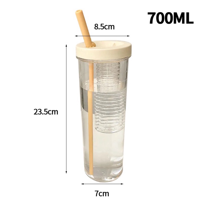 Bình NướcThể Thao Trong SuốtFREESHIPBình Nước Trong Suốt Dung Tích 700ml Có Ống Hút Tiện Dụng