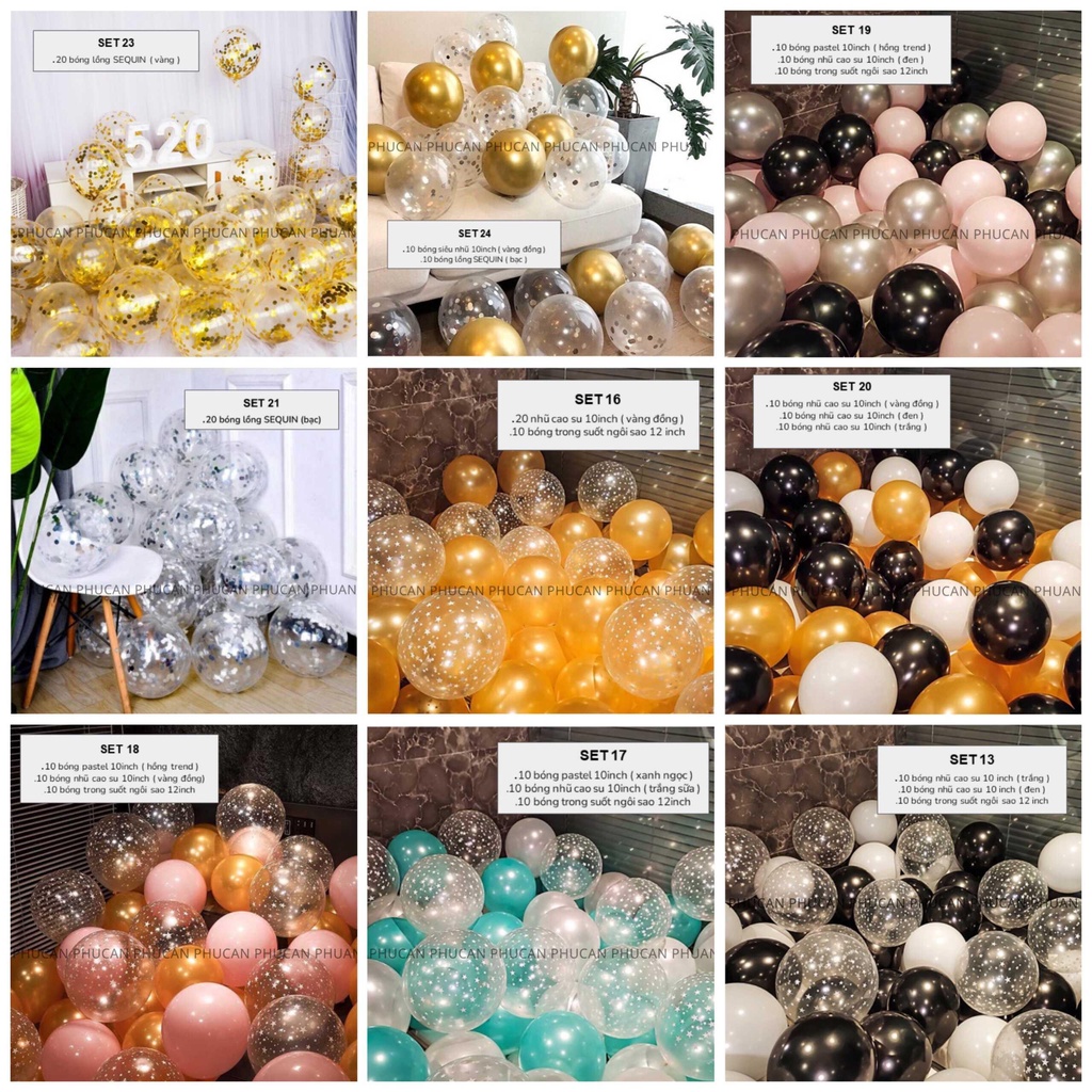 Combo bóng mix nhiều màu bong bóng trang trí sinh nhật - bóng sequin chrome bé trai, bé gái, set bóng trang trí tiệc.