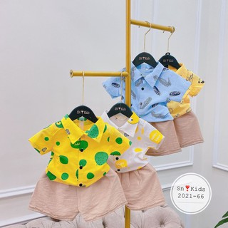 Bộ Sơ Mi Happy Bear Phối Quần Thô Mềm Đẹp Cho Bé Trai V249 - Unchi Store