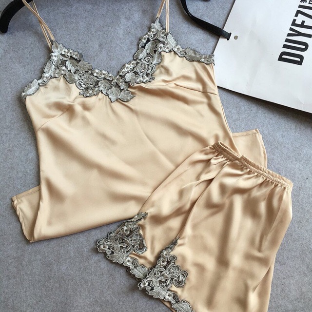 Đồ Bộ Ngủ Lụa satin phối  ren(hàng có sẵn)