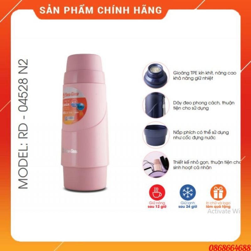 Phích Cá Nhân, Phích Đựng Nước, Bình Giữ Nhiệt, Phích Pha Trà, Pha Cafe 450ml RD 04528N2 Rạng Đông