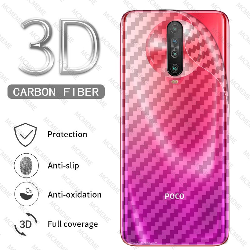 Set 5 miếng dán bảo vệ mặt sau bằng sợi carbon cho Xiaomi POCO M6 F5 X5 M5 M5s C40 X4 X3 NFC M4 M3 F3 F4 GT F2 Pro 5G Pocophone F1